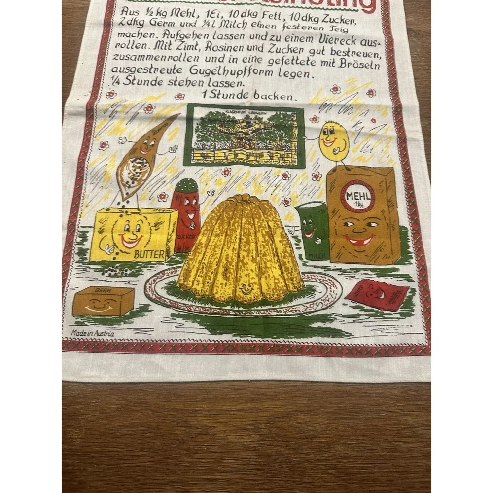 Vintage 1970s Karntner Reindling Tea Towel From Austria Austria Recipe Cloth